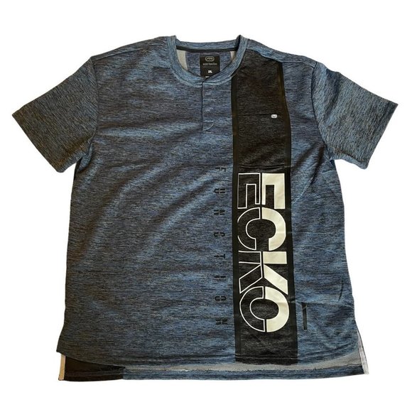ECKO Blue Polyester Shirt Pullover Crewneck Logo Graphic Pocket Mens Size 2XL - Picture 3 of 5